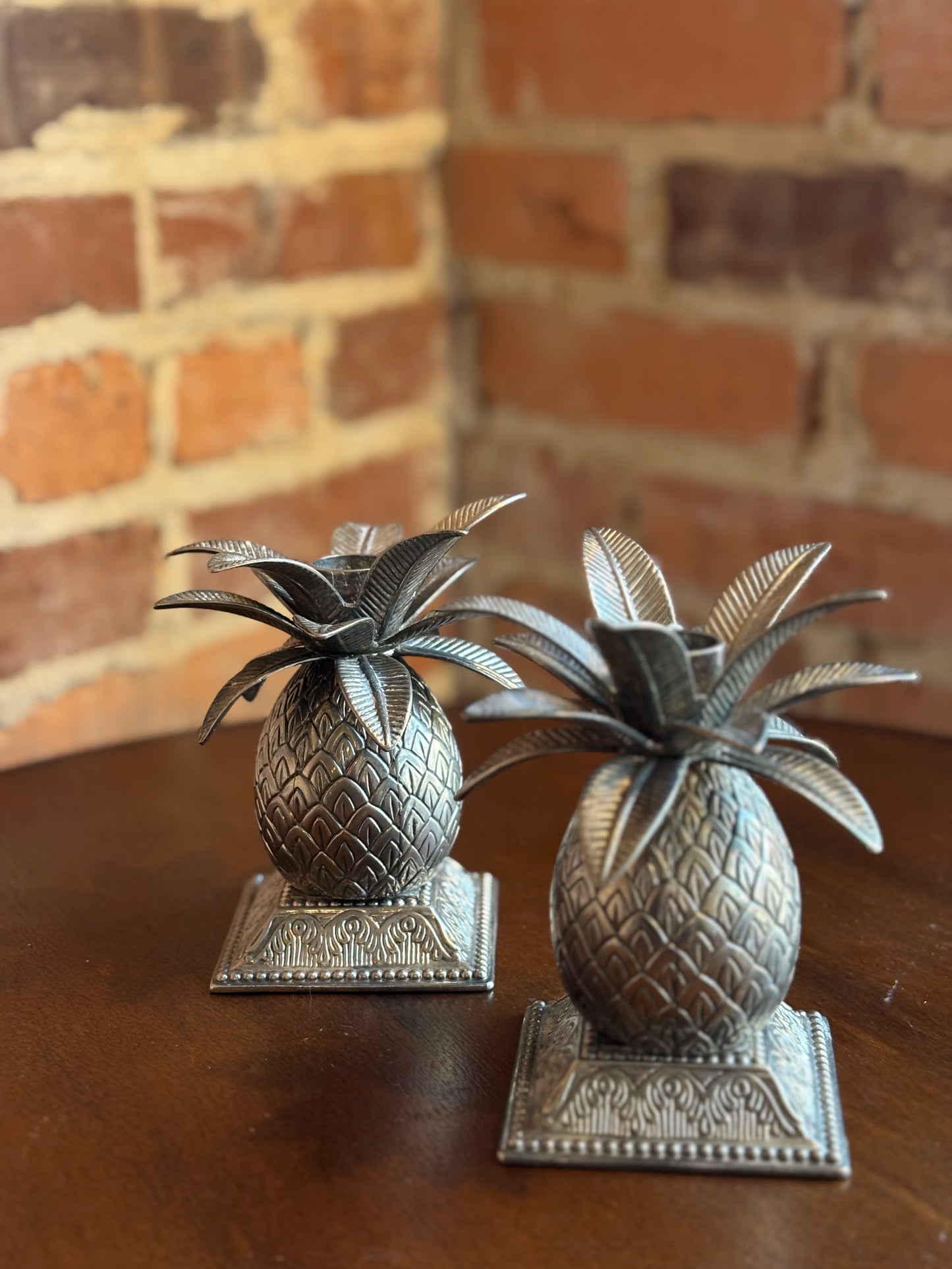 Godinger Silver Plated Pineapple Candle Holders (set of 2)