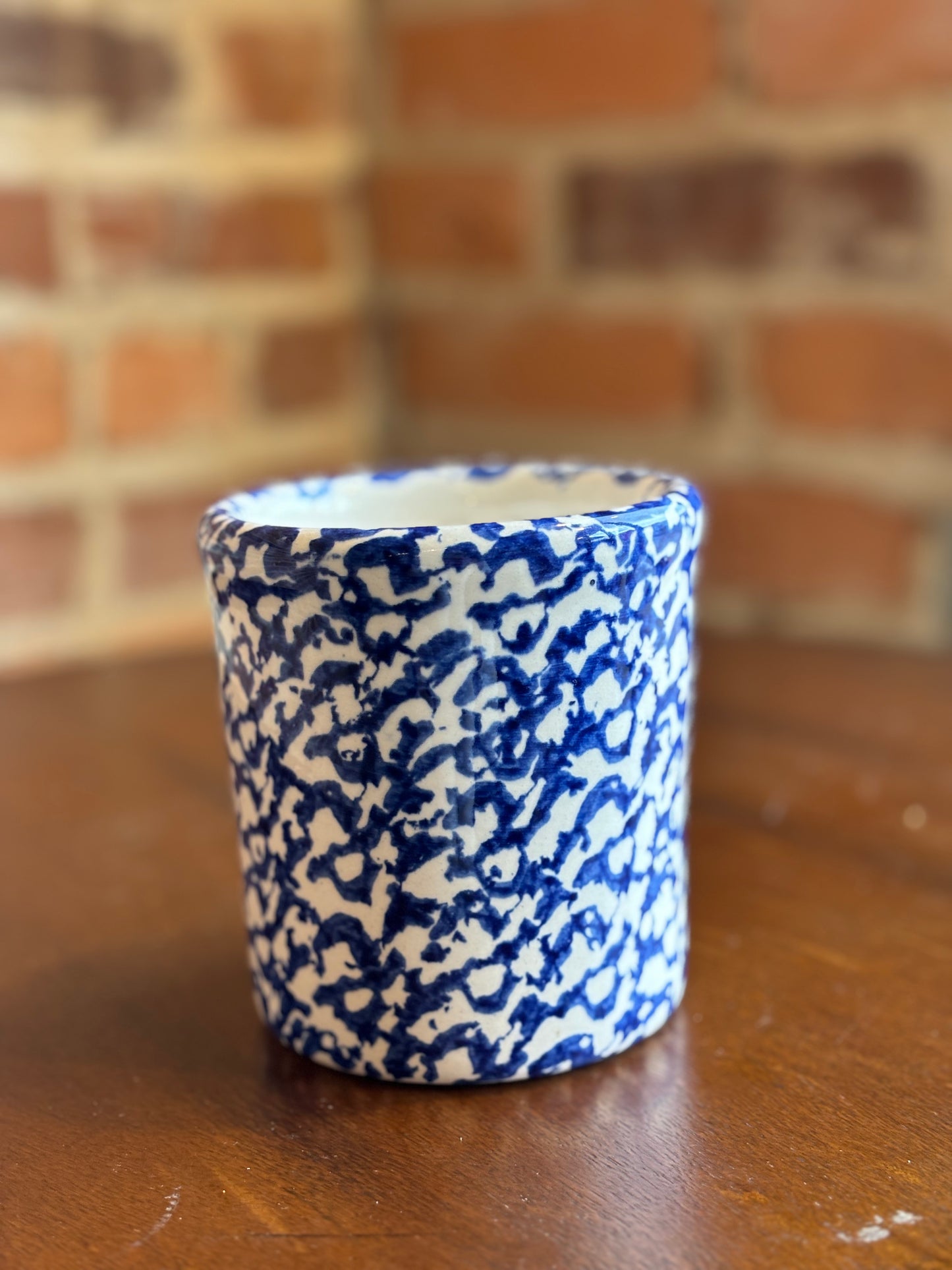 Blue Spongeware Paint Crocks or Planters