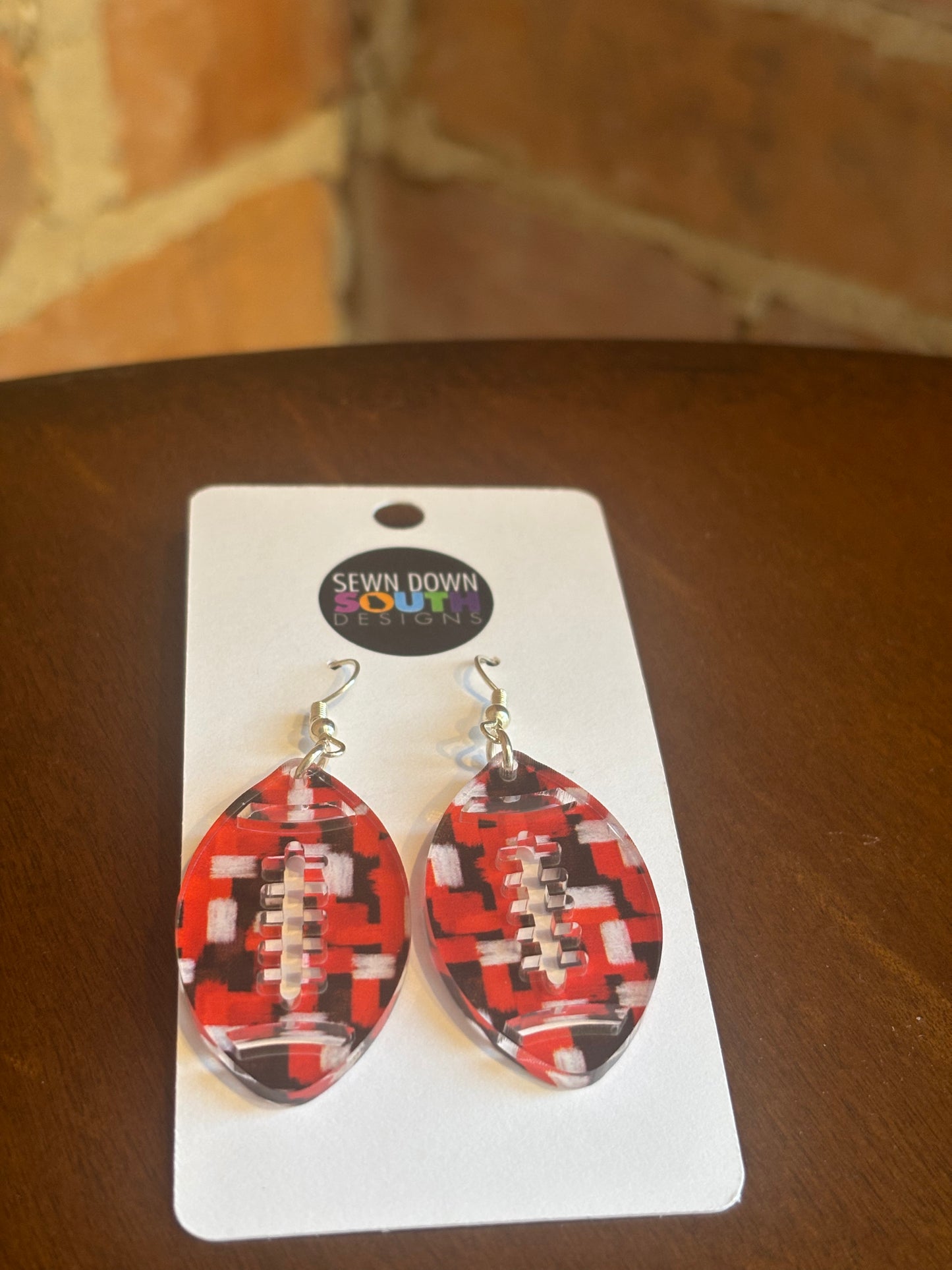 Red/Black Football Earrings