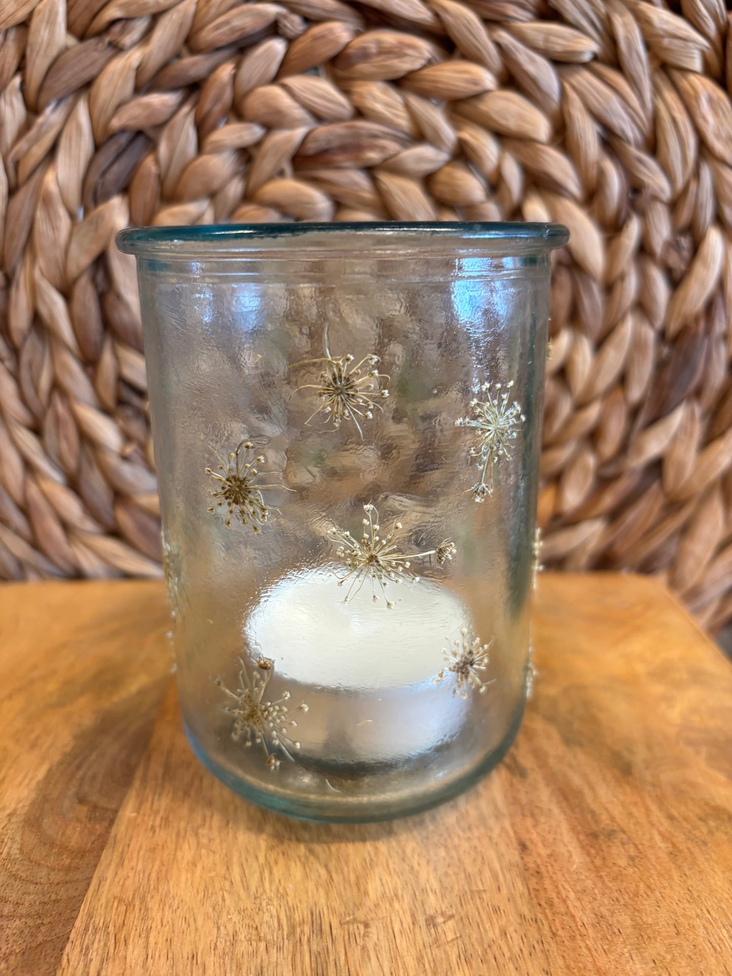 Pressed Flower Glass Candle Holder