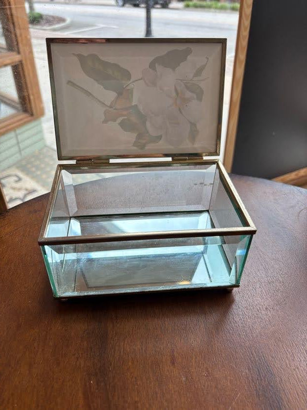 Vintage Magnolia Glass Box