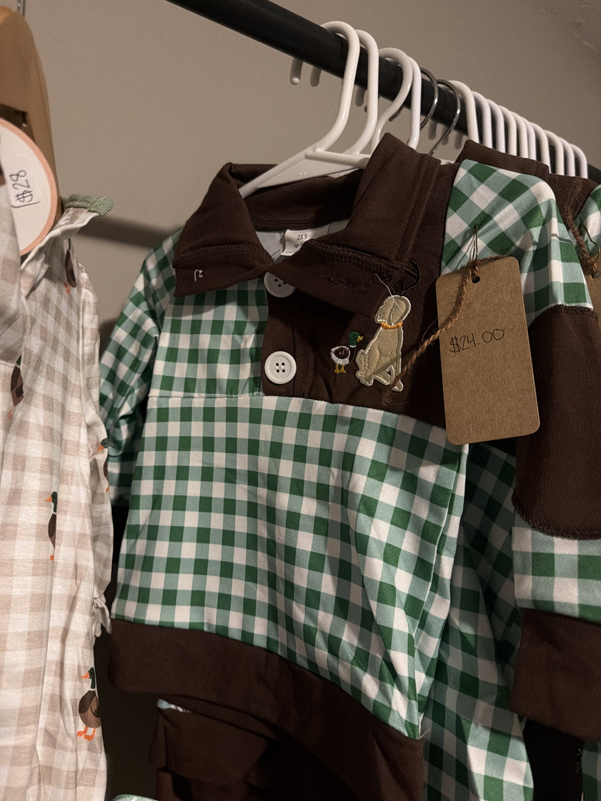 Gingham duck dog pullover 6-12m