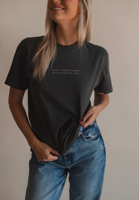 Can't Throw Stones Tee- Charcoal | Christian Faith Tee: S