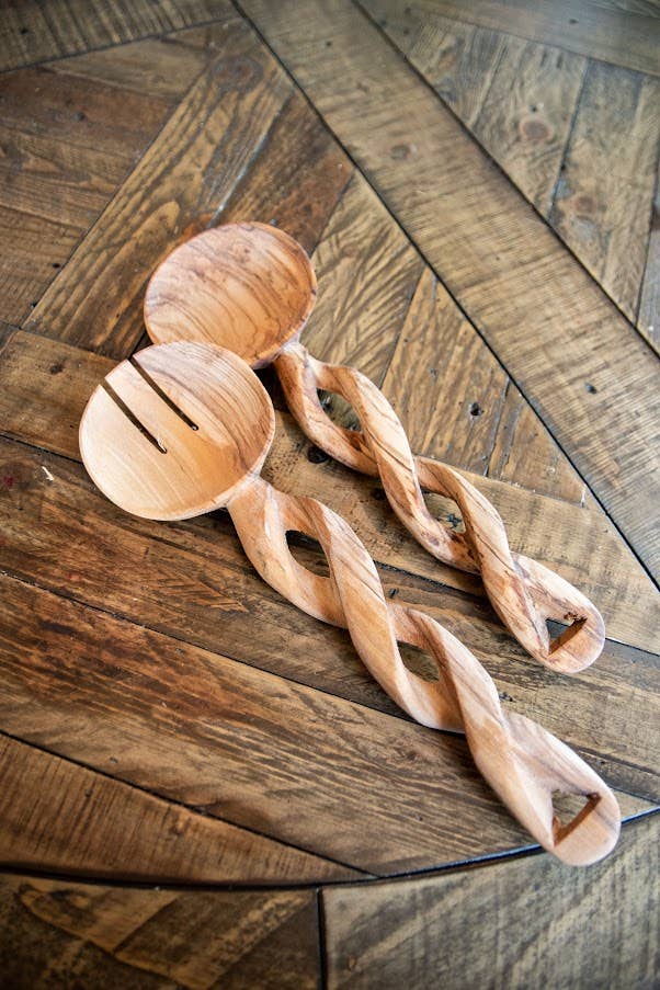 Wooden Serving Spoons, Twist