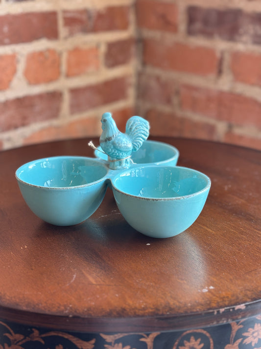 BLUE ROOSTER CONDIMENT/CANDY SERVER