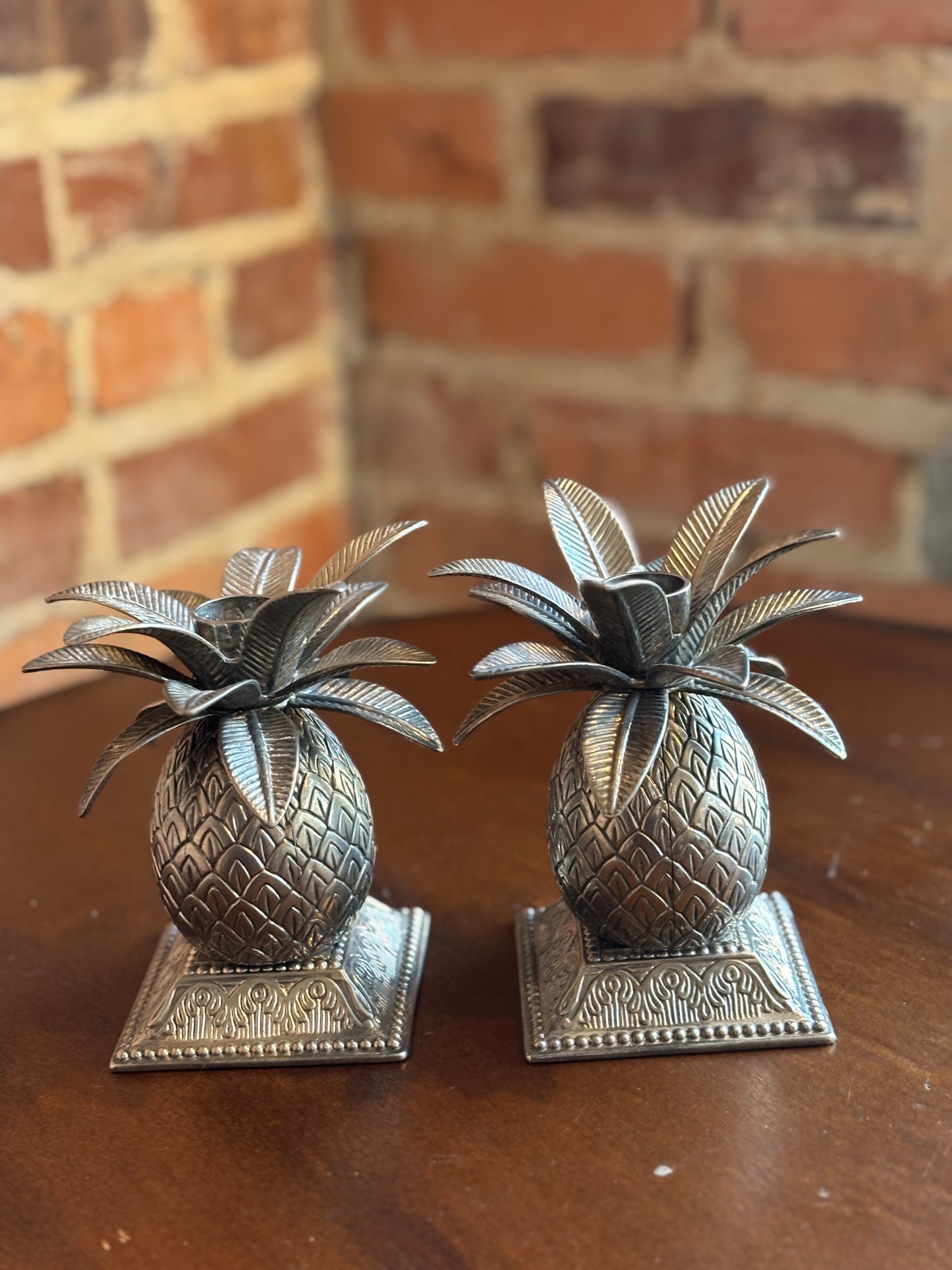 Godinger Silver Plated Pineapple Candle Holders (set of 2)