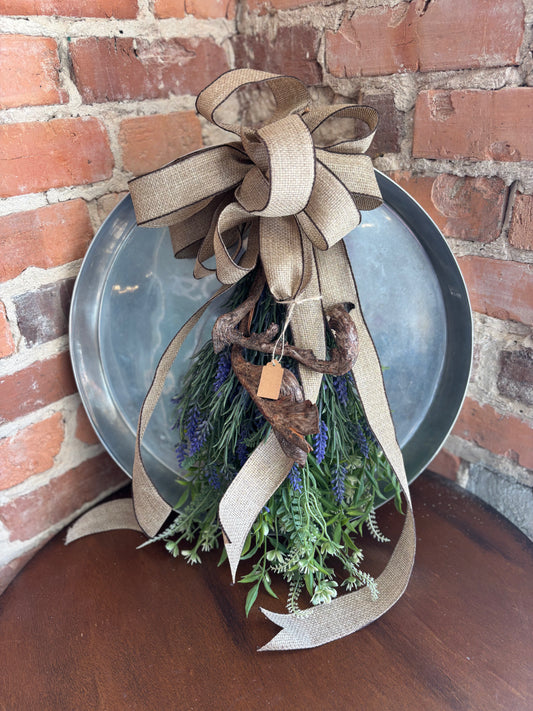 Round silver platter wreath