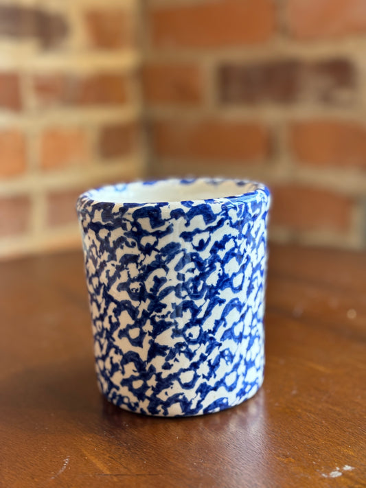 Blue Spongeware Paint Crocks or Planters