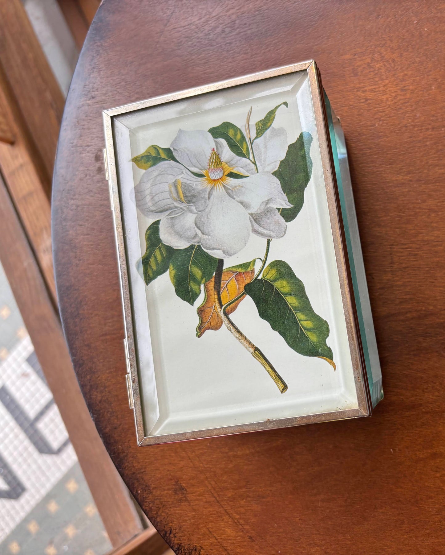 Vintage Magnolia Glass Box