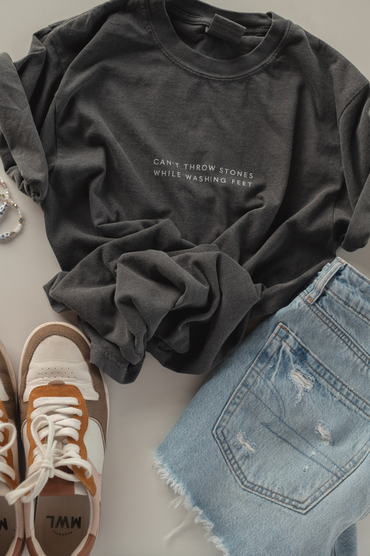 Can't Throw Stones Tee- Charcoal | Christian Faith Tee: S