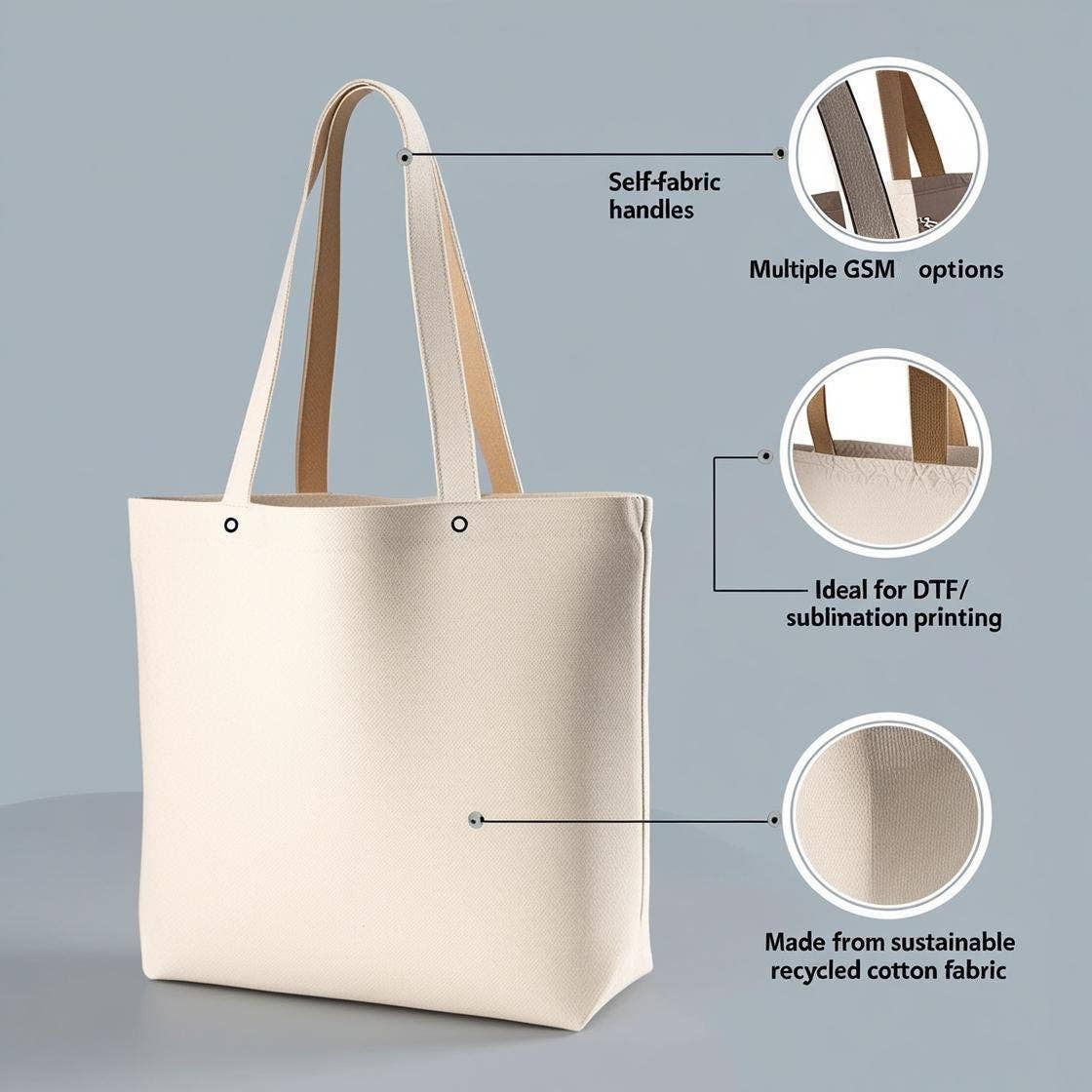 Plain Design | Fabric Bag | Eco Canvas Bag | Unbranded: 14" x 16"